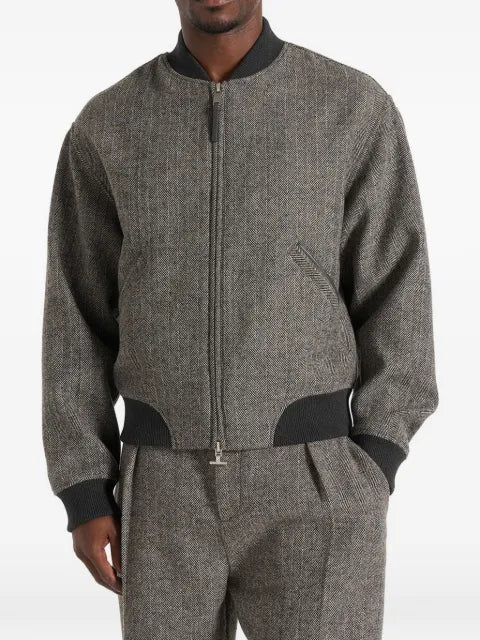 Manière De Voir Leandro in grey herringbone wool bomber jacket